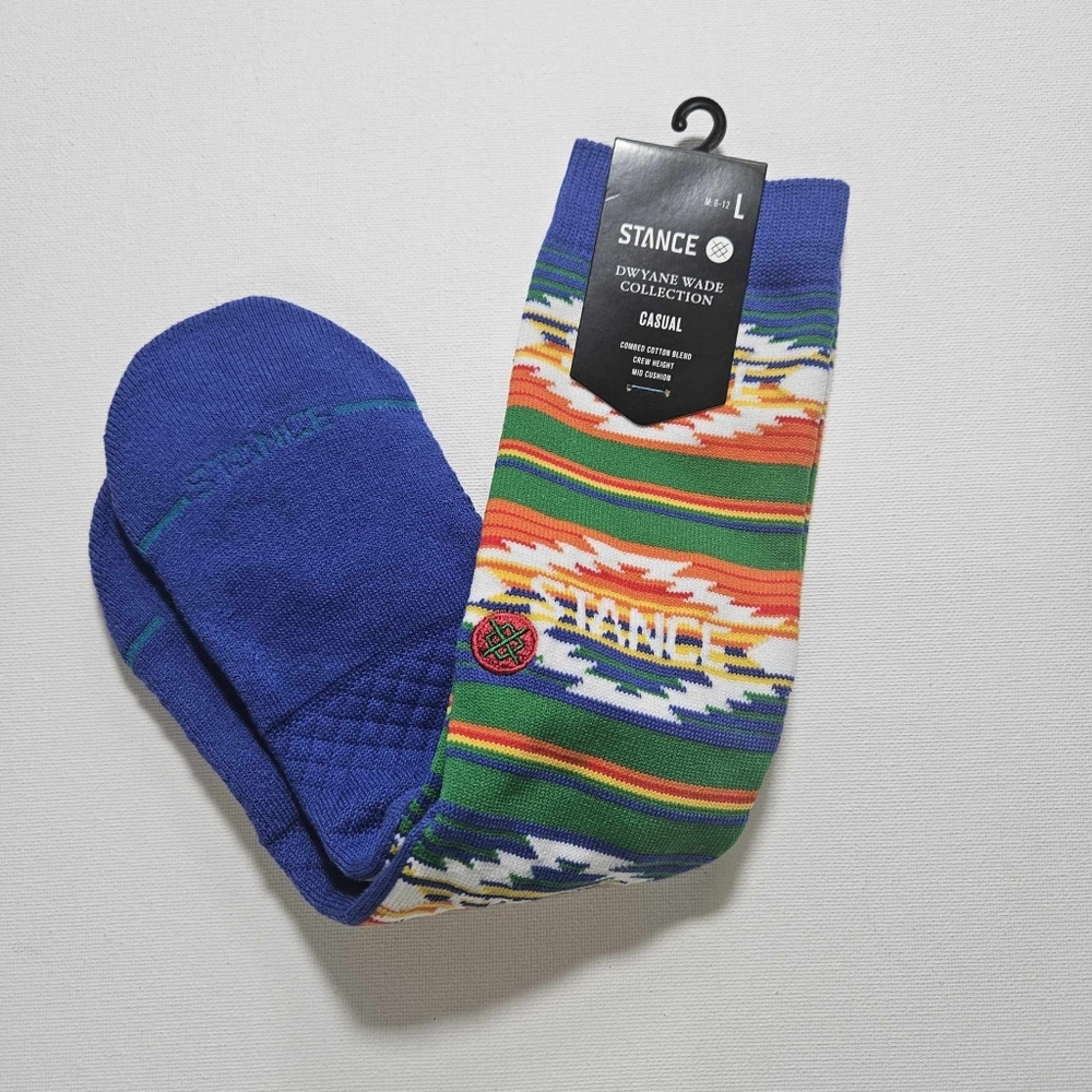 Dwyane Wade Socks Collection Stance Crew‎ Height Blue White Orange Mid Cushion - Picture 8 of 8